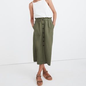 Madewell Paperbag Button-Front Midi Skirt